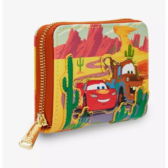 Loungefly Pixar Cars Lightning McQueen Tow Mater Desert Backpack and Wallet NWT - Picture 7 of 9